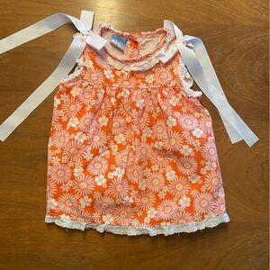 bella bliss Orange Daisy Top with White Ribbons